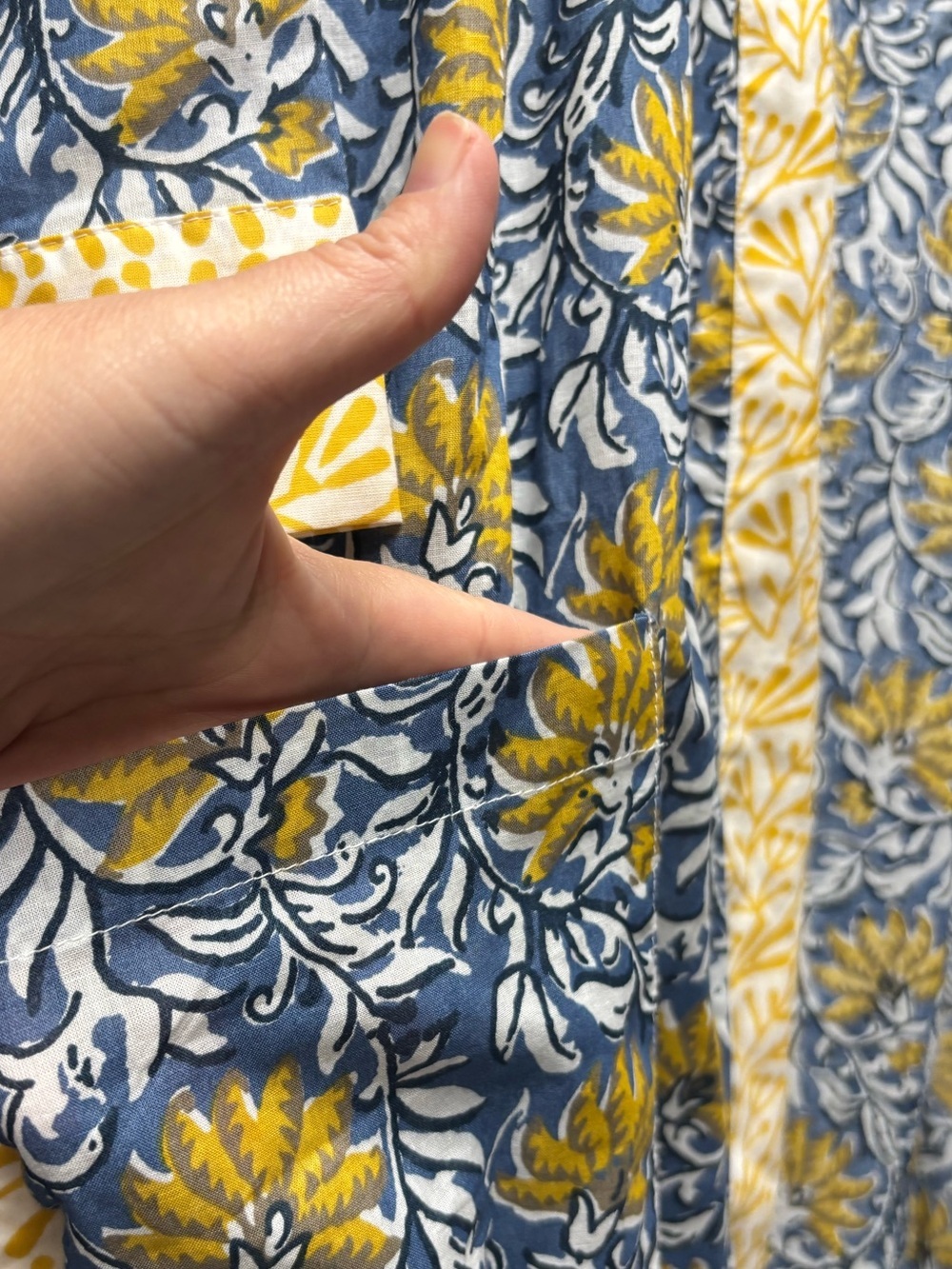 NWT Lime Tree Design Full Length Cotton Kimono Jaipur Blue & Yellow - Picture 7 of 11